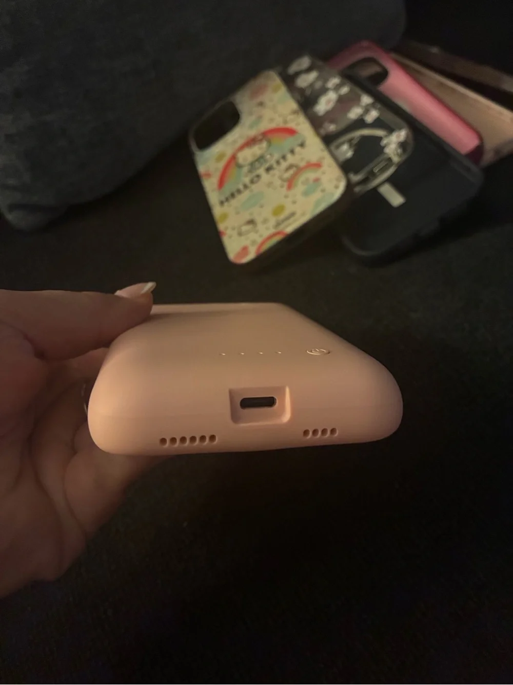 Pink Portable Battery Phone Case with Integrated Power